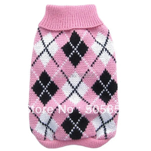 Dog Cat Argyle Sweater Hoodie Pet Puppy Coat Jacket Autumn/Winter Apparel  5 Colours 6 Sizes