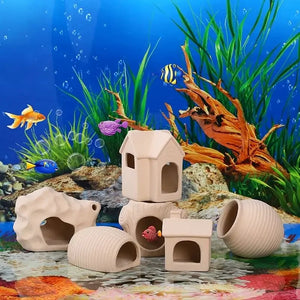 Clay Aquarium Decoration Ceramics Fish Tank Landscaping Shrimp Shelter Spawning Tank Breeding House Cave Pottery Pot Ornaments