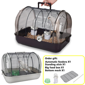 Portable Bird Transport Cage Pet Parrot Cage with Feeder Transparent Detachable Small Parrot Carrier Cage Bird Outdoor Supplies