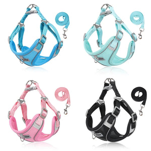 Dog Harness Leash Set for Small Medium Dog Cat Chest Strap Reflective Dog Clothes Vest Set Chihuahua Outdoor Walking Pet Supplie