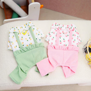 Flower Pattern Pet Dog Spring Jumpsuit Pajamas Clothes Dog Tracksuit Puppy Cat Clothing Puppy Apparel Costume