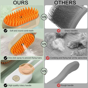 Cat Steam Brush for Shedding and Grooming, 3 in 1 Steamy Cat Brush Self Cleaning Pet Spray Comb for Cat and Dog