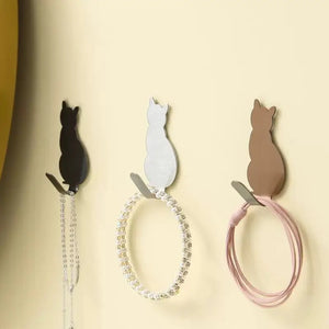 2pcs Cat Pattern Self Adhesive Hooks Storage Holder for Bathroom Kitchen Hanger Stick on Wall Hanging Door Clothes Towel Racks