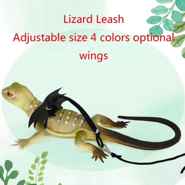 Bearded Dragon Harness Set Adjustable Lizard Leash with Wings for Small Reptiles Comfortable Fashionable Holiday Costume