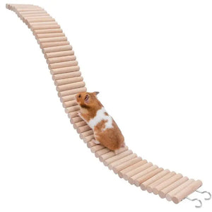 Nature Wood 2in1 Cage Ladder Fence Bundle Chew Toy Climbing Ladder Bridge For Hamster Chinchilla Reptile Small Animals Supplies