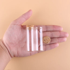 10pcs Diameter 22mm Test Tubes with Cork Stopper 5-10-20-25-30ml Glass Bottles Terrarium Jars Vials DIY Wedding Crafts Favors