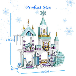 Friends Princess Luxury Ice Castles Playground House Movies Winter Snow Horse Figures Building Blocks Set Toy for Girls DIY Gift