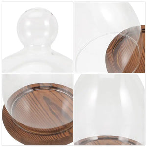 Flower Glass Cover Terrarium Decor Micro Landscape Glass Dome Preserved Flower Glass Bell Jar Wooden Clear Glass Display Dome