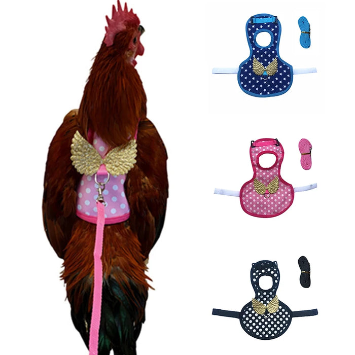 Fashion Adjustable Chicken Harness Leash Comfortable Breathable Small Size Hen Pet Vest For Chicken Duck Goose Training Walking