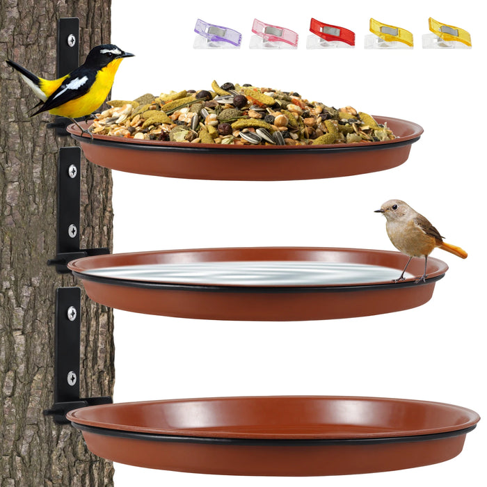 3Pcs Hummingbird Feeder Wall Hanging Bird Feeder Tray Bowl Tree Mounted Bath Spa Include with Metal Rings Outdoor Bird Feeding