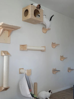 Wall Mounted Cat Climbing Shelf Steps Wall Furniture Stairway With Sisal Rope Scratching Post Tree for Cats Kitten Sleeping