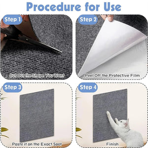 Scratching Mat Cat Protect Furniture Trimmable Self-adhesive Cat Climbing Blanket Wall Sofa Anti-Cat Scratch DIY Cat Scratch Pad