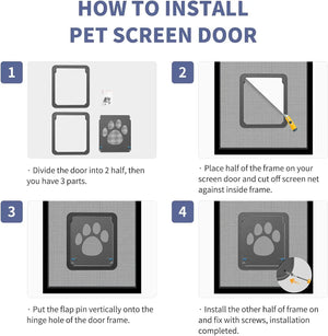 ATUBAN Screen Dog Door for Sliding Door, Inside Opening 12x14 inches Doggy Door,Magnetic Self-Closing Pet Screen Door Protector