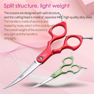 Fenice Professional JP440C&VG10 Colorful 6.0 6.5 Inch Curved Grooming Scissors Pet Scissor for Dogs Cats