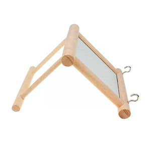 Wood Bird Mirror With Perch Stand Bird Toy Stand Bird Toy For Parrot Parakeets Cockatiels Cage Cage Parakeet Accessories S1Y6