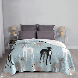 Greyhound Whippet Lurcher Galgo Dog Blanket Flannel Spring Autumn Cartoon Warm Throw Blankets for Bed Travel Bedding Throws