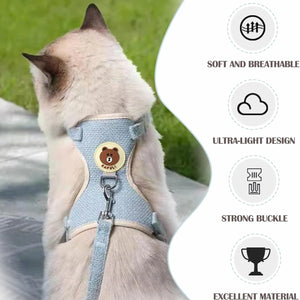 Cute Rabbit Harness Leash Set Bunny Soft Padded Dog Vest Small Puppy Carrier Teddy Bear Cat Collar Little Pet Walking