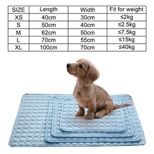 Pet Dog Ice Silk Pad Breathable Cooling Mat Cat Cushion Supplies Large and Small Dog Machine Washable Seat Prevent Sunstroke