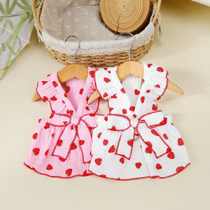 Pet Strawberry Dress Summer Dog Clothes Luxury Dog Vest Suspender Skirt Dog Cooling Shirt Bichon Chihuahua Clothing Dog Outfits