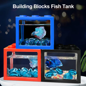 Creative Multicolor Stackable Building Blocks Ecological Mini Aquarium Fish Tank Small Reptile Insect Pet Box Landscape Seaweed