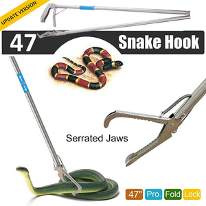 1.5M Foldable Snake Catcher Tongs Multipurpose Stainless Steel Wide Jaw Reptile Grabber Stick Tool Thick Catching Snakes