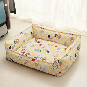 Bed for Dog Cat Pet Square Lattice Kennel Medium Small Dog Sofa Bed Cushion Pet Calming Dog Bed House Pet Supplies Accessories