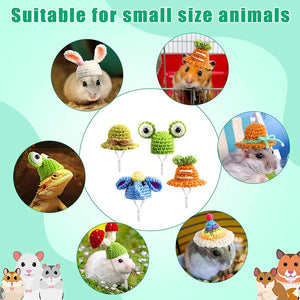 Mini Hamster Hat Small Animals Lovely Knitted Wool Hats for Lizard Guinea Pig Reptile Christmas Clothes Costume Pet  Accessory