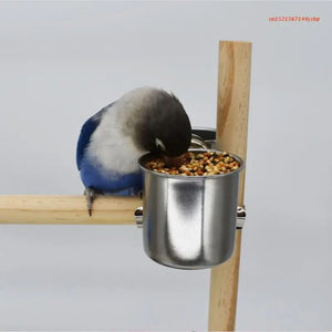 Stainless Steel Bird Feeder Coop Cup Food Bowl Container Parrot Parakeet Cage Hanging Bowl Water Food Dish Bird Drop Shipping