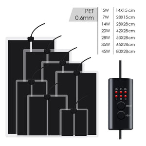 5-45W 2/4/6H Timing Plants Heating Pad Reptile Terrarium Heaters Waterproof Warmer Heat Mat with 3-Gear Temperature Controller