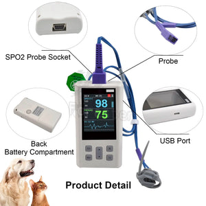 Portable Pulse Oximeter Monitor for Heart Rate and Oxygen Saturation with Veterinary and Medical SPO2  with Memory