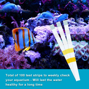 7-IN-1 100strip Aquarium Test Strips Fish Tank Test Kit for Freshwater Saltwater Water Test Kit to Detect PH NO2 NO3 KH GH CL TA