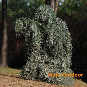 Adult Kids Tactical Camouflage Clothing Withered Grass Ghillie Suit 5 PCS Sniper Hunting Suit Army Hunting Clothes Birding Suit