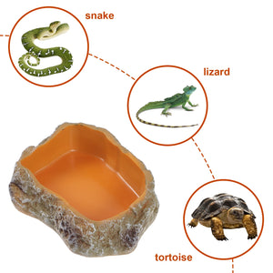 Feeder Pet Feeding Bowl Terrarium Tank Tortoise Leopard Gecko Food Water Dish Resin Decorative Reptile Accessories Bowls