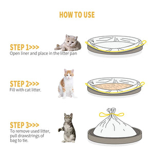 7pcs Ldpe Disposable Cat Litter Box Bags Portable Super-thick Drawstring Design Waste Bag Pet Cat Supplies Accessories