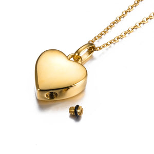 Glossy Heart Cremation Urn Necklace for Ashes Stainless Steel Memorial Jewelry Urn Pendant Keepsake Locket for Human Pet