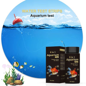 50PCS 6 in 1 Aquarium Test Strips Fish Test Set Freshwater Saltwater Aquarium Water Test to Detect PH Quality