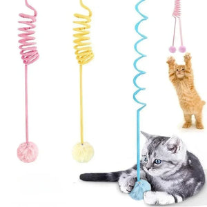 Pet Toy Interactive Cat Toys Funny Cat Stick Spring Rope Ball Plush Toy Interactive Play Training Toys Cats Supplies