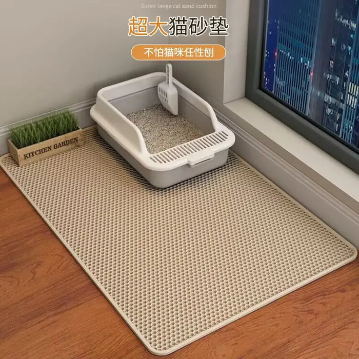 Cat Litter Mat Double Layer Waterproof Urine Proof Trapping Mat Easy to Clean Non-Slip Toilet Pad Cat Scratch Pad Large Foot Pad