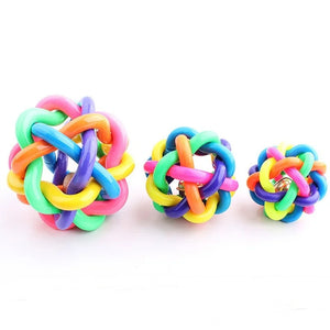 Pet Dog Puppy Cat Colorful Training Chew Ball Pet Products Bell Squeaky Sound Play Toy Dog Ball Bite Play Ball Dog Accessories