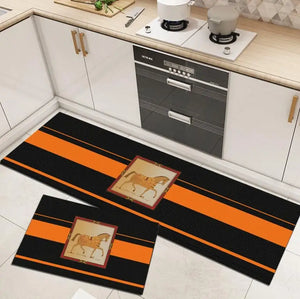 Luxury PVC Washable Kitchen Mat Chic Horse Printed Floor Entrance Doormat Carpet for Bedroom Bath Rug Bathroom Mats Set Rugs