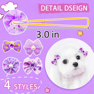 20/30pcs Pet Dog Hair Accessories Dog Bows with Pearl Diamond Dog Bowknot Pet Grooming Hair Bows for Small Dogs Accessoreis