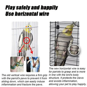 Multiple Small Birds Flight Cage Foreground Ornamental Bird Cage Large Space Standing Metal and Plastic Home Crate Parrot Canary