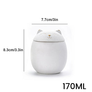 500ml Black/White Urn for Pet Ashes Cat Shape Memorial Cremation Urns-Handcrafted Decorative Urns for Funeral Cat urn Dog urn