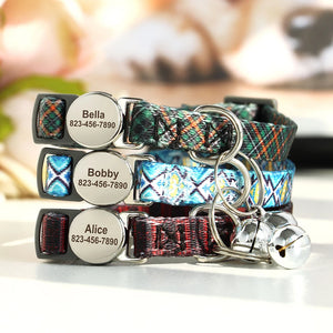 Nylon Personalized Cat Collar Custom Puppy Cat Collars Anti-lost Pet ID Name Necklace Collars With Bell Gift For Small Dogs Cats