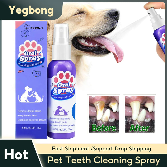 Pet Teeth Cleaning Spray Dog Cat Teeth Calculus Stain Remover Deodorant Kitten Halitosis Bad Breath Treatment Pet Oral Care Tool