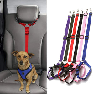 Nylon Safety Belt for Dogs Solid Color Pet Car Seat Belt Two-in-one Leash Adjustable Dog Harness Collar Products Pet Accessories