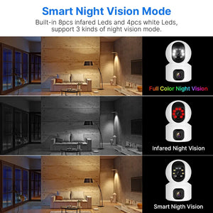 2K 4MP PTZ Camera Dual Lens IP WIFI Smart Home Security Wireless Surveillance Camera Two-way Audio Baby Pet Monitor Care Cam Pro