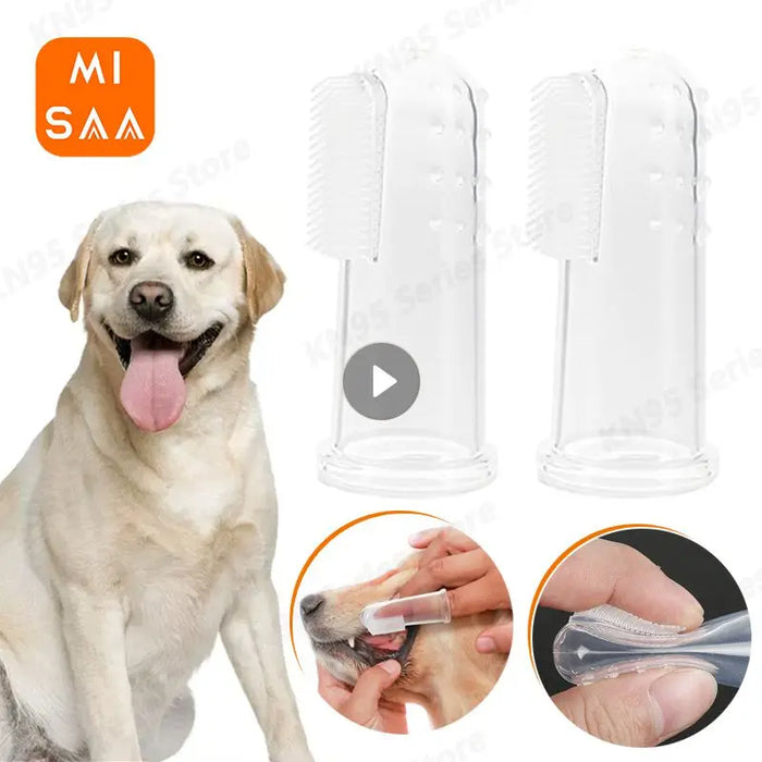 Super Soft Pet Finger Toothbrush Dog Brush Bad Breath Tartar Teeth Care Tool Dog Pet Cat Cleaning Brush Bad Breath Care Supplies