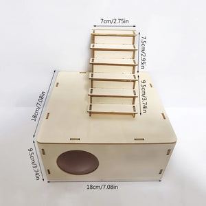 Hamster House Climbing Ladder Wooden Hideout Nest Habitat Decor for Mini Gerbils Golden Bears Guinea Pigs Small Pets