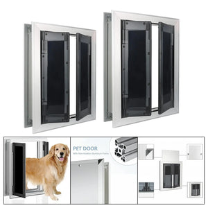 Dogs Door with Flap Heavy Duty Doors Large Aluminum Pet Door Energy Efficient Durable for Exterior Outdoor Indoor Wall Door